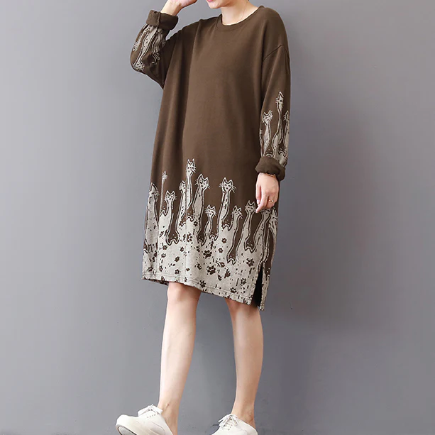 fine khaki cotton shift dresses trendy plus size cotton clothing dresses prints vintage side open cotton dress